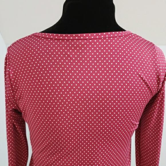 Lularoe Stretch Pink and White Polka Dot Long Sleeve Scoopneck Tunic Top Small - Picture 8 of 10